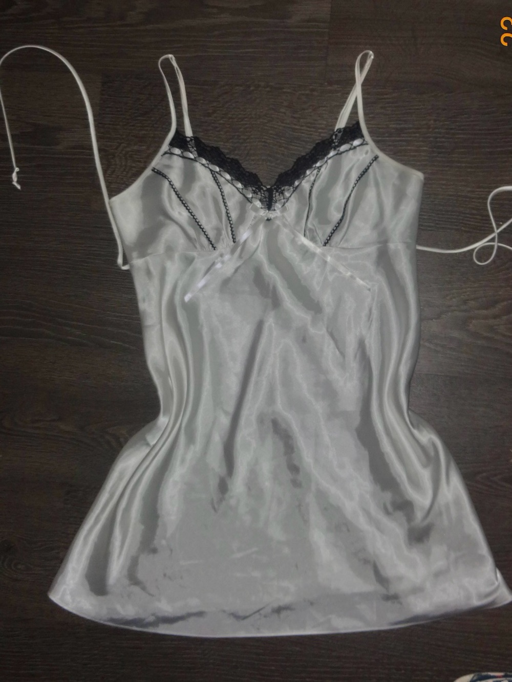 Silky Lace Trim Chemise slipdress - White
